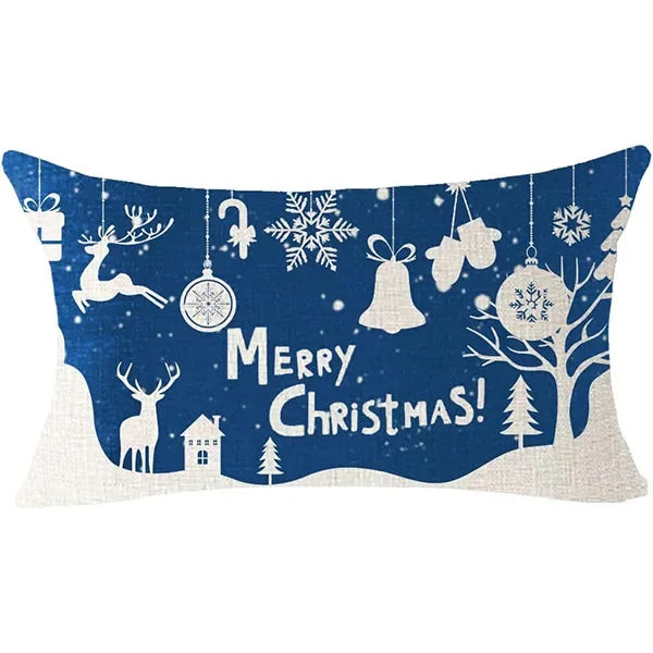 New Christmas style simple letter double-sided printed linen pillow for home decoration, sofa waist pillowcase