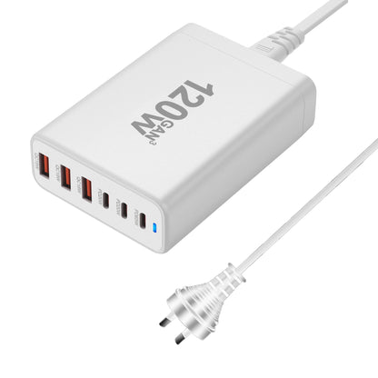 120W GAN Charger 6-port USB Type C PD Charger Fast Charge 3.0 USB Type C Fast Charger Mobile USB Charger Tablet Charger