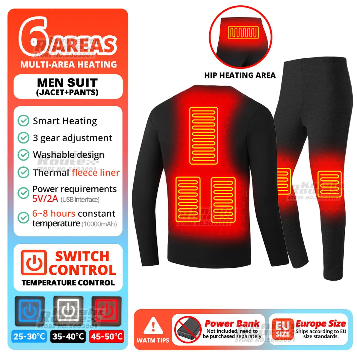 28 Areas Winter Motorcycle Heated Thermal Underwear Men's Women's Heated Jacket USB Heating Smart Pants Hiking Bike Camping Ski