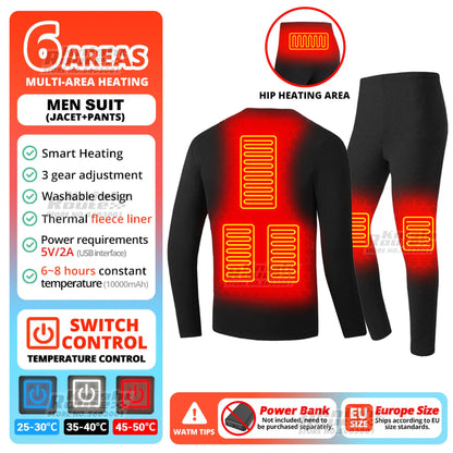 28 Areas Winter Motorcycle Heated Thermal Underwear Men's Women's Heated Jacket USB Heating Smart Pants Hiking Bike Camping Ski