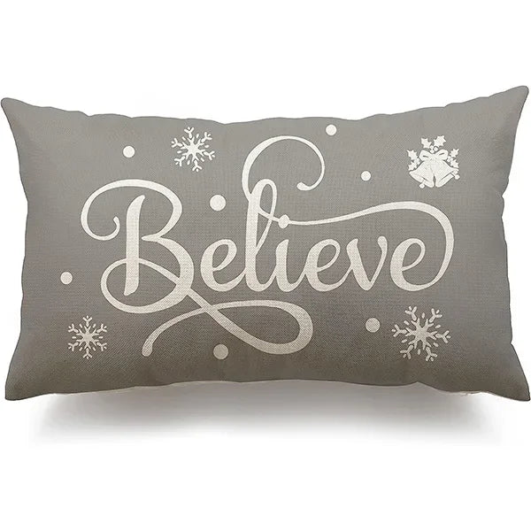 New Christmas style simple letter double-sided printed linen pillow for home decoration, sofa waist pillowcase