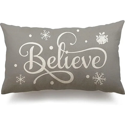New Christmas style simple letter double-sided printed linen pillow for home decoration, sofa waist pillowcase