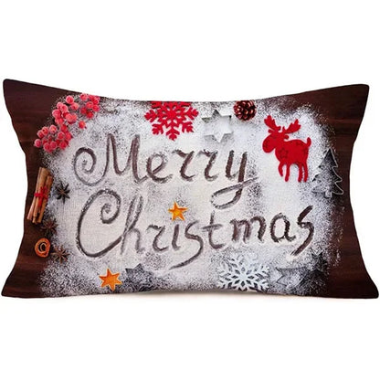 New Christmas style simple letter double-sided printed linen pillow for home decoration, sofa waist pillowcase