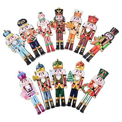 12Pcs Wooden Nutcracker Soldier Pendant Xmas Tree Hanging Ornament 2024 Christmas Decoration for Home Navidad 2025 New Year Gift