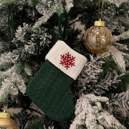 Green A-Z Letter Hanging Christmas Stockings Monogram Knitted Socks Fireplace Christmas Tree Hanging Party Decoration