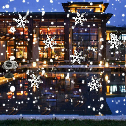 2025 Upgraded LED Snowflake Projector Light 2-in-1 Outdoor Waterproof Christmas Halloween Decor with Snowfall Pattern Party Lamp