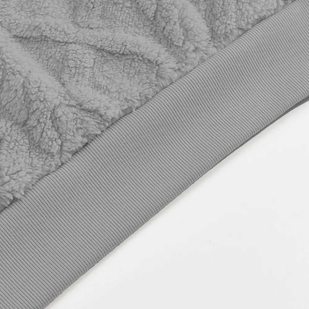 Autumn and winter leisure men's high street jacquard double-sided velvet hooded sports trend pullover sweater jacket