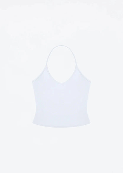Tank Baby Blue Thin Strap Halter Small U-Neck Vest White Sexy Women's Summer Short Top