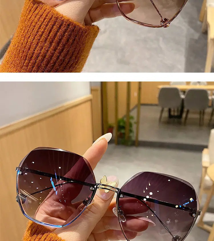 Brand Design 2025 Fashion New Polygonal Metal Sunglasses Retro Ladies Glasses Classic Trend Luxury Driving Travel Eyewear
