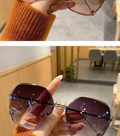 Brand Design 2025 Fashion New Polygonal Metal Sunglasses Retro Ladies Glasses Classic Trend Luxury Driving Travel Eyewear