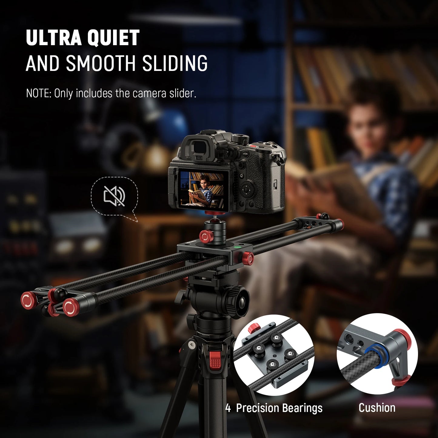 NEEWER 60cm Carbon Fiber Camera Slider with Ball Head