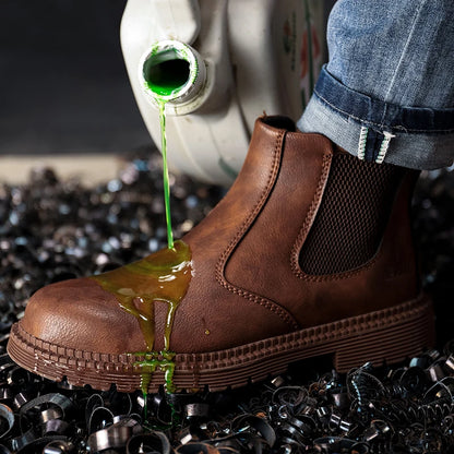 Water Proof Safety Work Shoes For Men Steel Head Leather Boots Male Footwear Indestructible Construction Work Shoes Brown