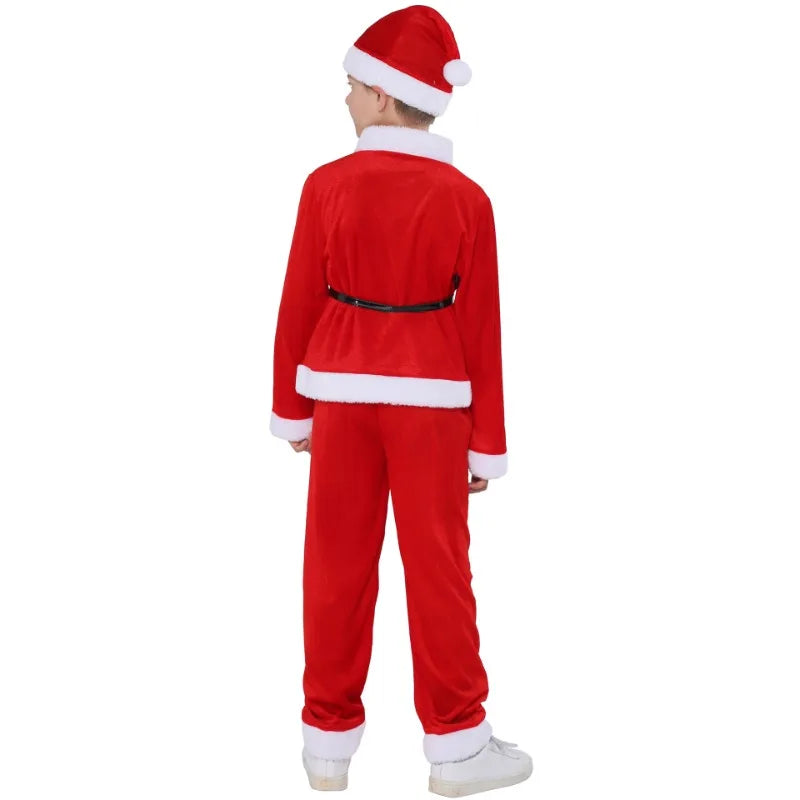 Christmas Dress Cosplay Costumes Santa Claus Costume X-Mas Clothing Outfit Set Dress/Pants Tops Hat Cloak Belt For Boys Girls