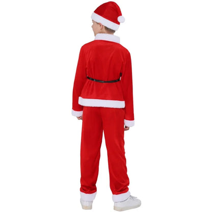 Christmas Dress Cosplay Costumes Santa Claus Costume X-Mas Clothing Outfit Set Dress/Pants Tops Hat Cloak Belt For Boys Girls