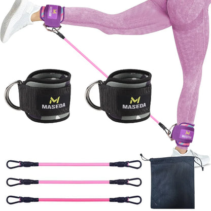 LOOGDEEL TPE Resistance Bands Ankle Straps Fitness D-Ring Support Ankle Cuffs Yoga Band Gym Guard Leg Strength Safety Extensions