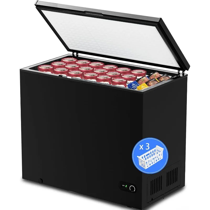 Kismile 7.0 Cubic Feet Chest Freezer with 3 Removable Basket, Free Standing Top Open Door Compact Deep Freezer with Adjustable