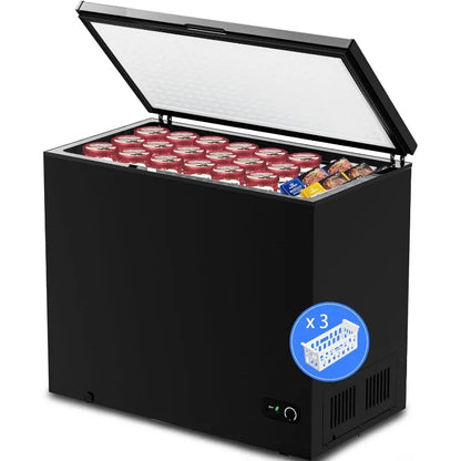 Kismile 7.0 Cubic Feet Chest Freezer with 3 Removable Basket, Free Standing Top Open Door Compact Deep Freezer with Adjustable