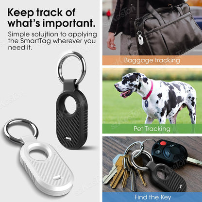 Carbon Fiber Style Case For Samsung Galaxy Smart Tag 2 Locator Anti-lost Backpack Keychain TPU Soft Silicone Protect Back Cover