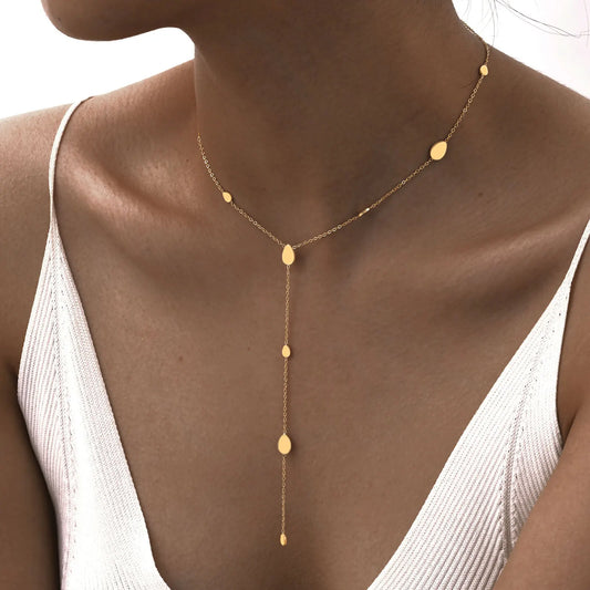 Gold Heart Lariat Y Necklace – Dainty Layered Jewelry