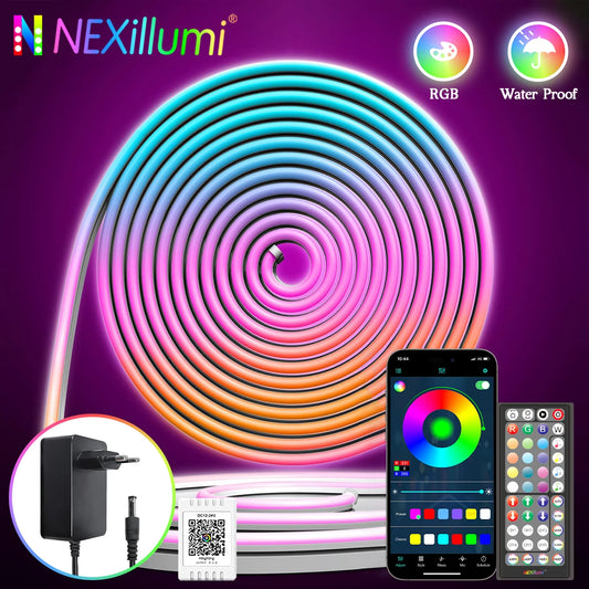 RGB Neon LED Strip Lights – Smart App & Music Sync, Waterproof (10M–30M)