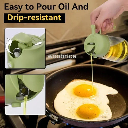 2-in-1 Glass Oil Dispenser & Sprayer | Leakproof, Non-Slip Kitchen Mister