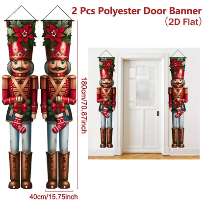 Merry Christmas Door Banner Decoration 2025 Christmas Decor for Home Xmas Hanging Ornaments Navidad Noel Gifts New Year 2026