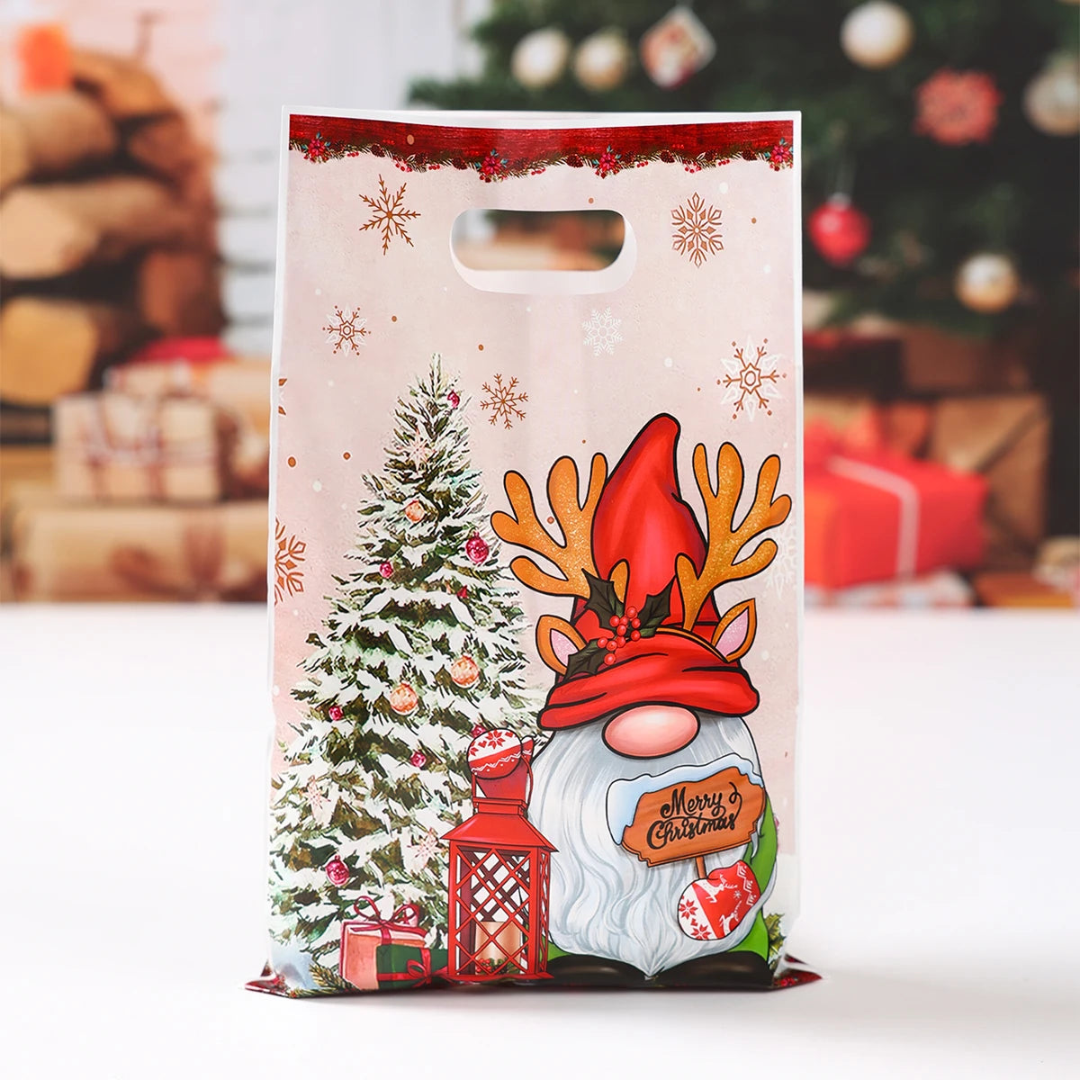 10/25/50pcs Christmas Cute Gift Bags Christmas Party Decoration 2025 Xmas Santa Claus Handbags Navidad Natal New Year Gift 2026