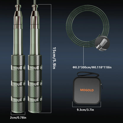 MOGOLD Telescopic Jump Rope – High-Speed Bearings, PVC Steel Cable & Light Case, Fitness Must-Have