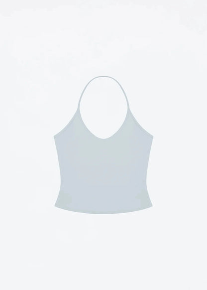 Tank Baby Blue Thin Strap Halter Small U-Neck Vest White Sexy Women's Summer Short Top