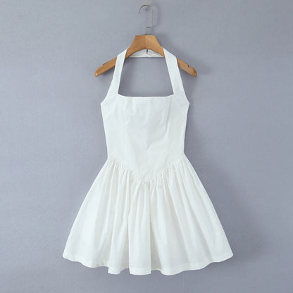 Yellow Halter Mini Dress – Backless A-Line Summer Style