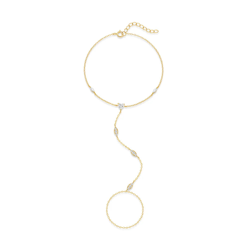 Aide 925 Sterling Silver Fine Jewelry Geometric Lucky Flower CZ Sparking Zircon Bracelets For Women Hand Chain Bracelets Jewelry