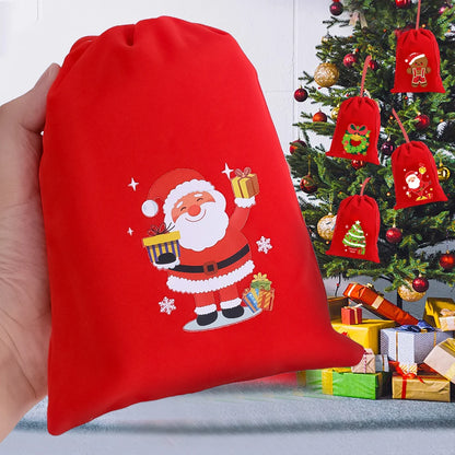 1/30pcs Christmas Gift Bags Red Velvet Drawstring Pouch Bulk Santa Candy Packaging Snack Wrapping Bag Wedding Party Favors Decor