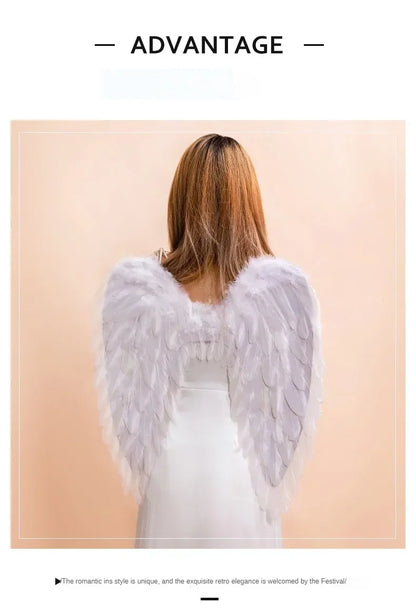 White Angel Feather Wings Festival PartyDecoration Props Scene Decoration Children Adult VictoriasSecret Fashion ShowPerformance
