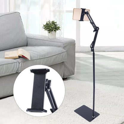 Adjustable Tablet Floor Stand 360° Swivel Height & Angle Adjustable Foldable Floor Holder Non-Slip Base for Home Office