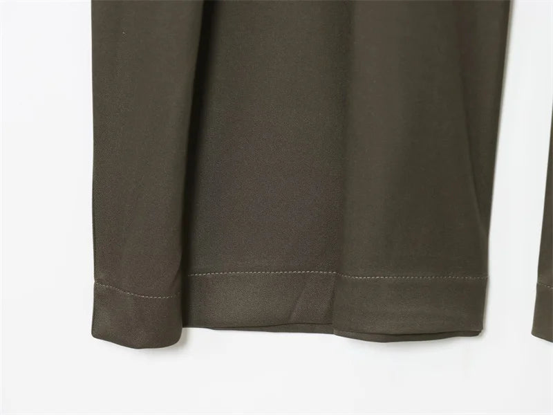 Women's Long Pants 2025 Autumn New Arrivals Military Green Pleated Loose Wide-Leg Pants Casual Fashion Stylish and Versatile