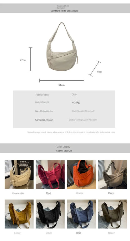 High-Capacity Nylon Crossbody Shoulder Bag for Women