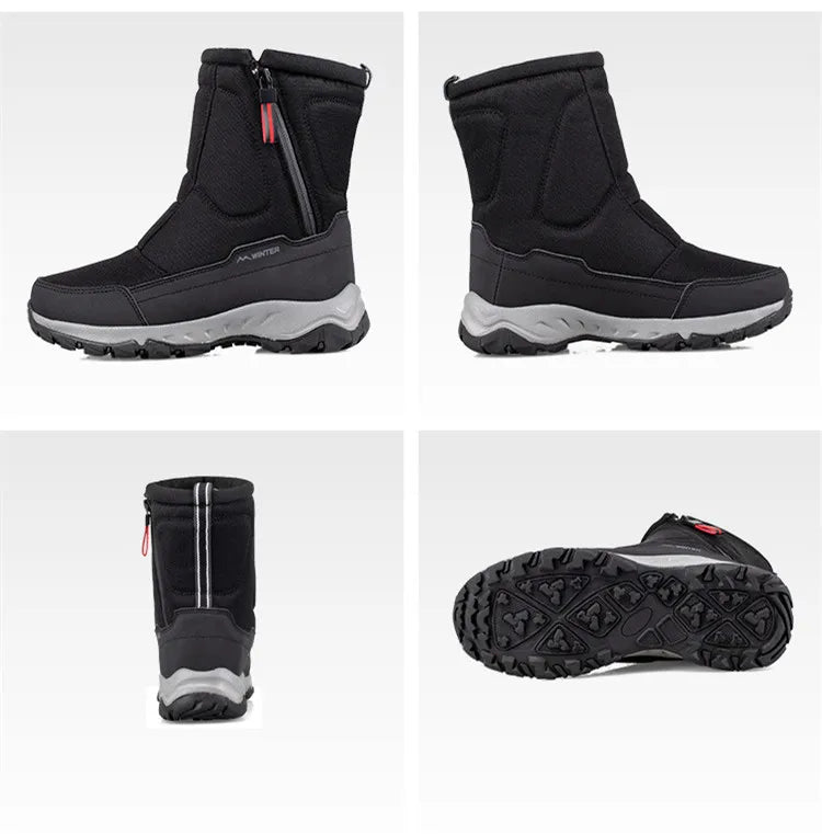 Large Size Winter Men's Boots Warm Plush Ankle Boots Sweat Wicking High-Top Warm Snow Boots Outdoor Sneakers Winter Men's Shoes