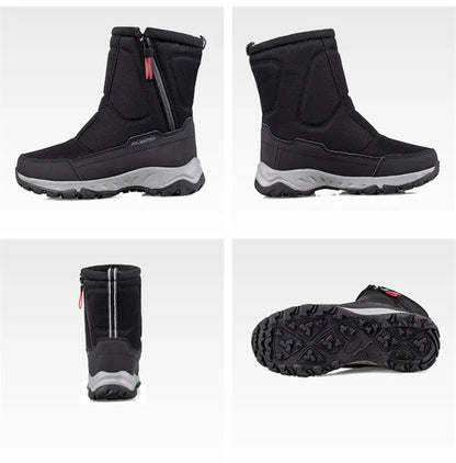 Large Size Winter Men's Boots Warm Plush Ankle Boots Sweat Wicking High-Top Warm Snow Boots Outdoor Sneakers Winter Men's Shoes