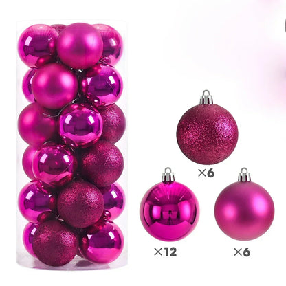 24Pcs 3/4/6CM Christmas Balls Big Ball Christmas Tree Pendant Ornaments for Party Decor 2025 New Year Navidad Gifts Accessory