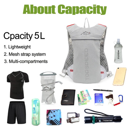 5L Ultralight Hydration Running Vest – Breathable Marathon & Cycling Backpack with 2×500ML Bottles