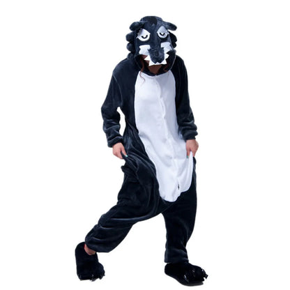 Animal Onesies Lion Tiger Leopard Wolf Fox Zebra Hippo Koala Bat Donkey Rabbit Chinchilla Frog Bee Penguin Dog Kigurumi Adult