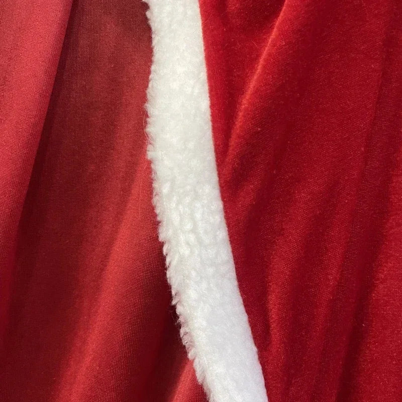 Christmas Shawl Cape Hooded Santa Claus Costume Red with Hat Cosplay Winter Warm Coat Holiday Performance Outfit Party Dress
