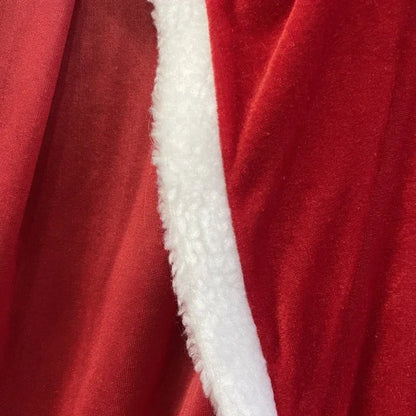 Christmas Shawl Cape Hooded Santa Claus Costume Red with Hat Cosplay Winter Warm Coat Holiday Performance Outfit Party Dress