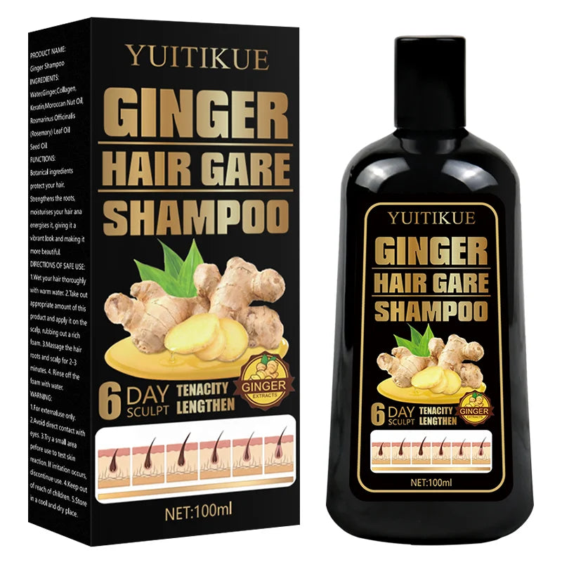 100ml Natural Ginger Shampoo Reduce Hair Loss, Clean Dandruff, Nourish & Moisturize Scalp, Improve Hair Quality Care Product