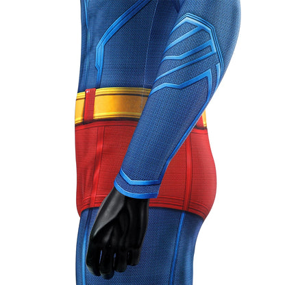 Hero Zentai Man Clark Kent Disguise Super High Quality Halloween Cosplay Costume Bodysuit with Red Cloak 3D Printed Kent Outfit