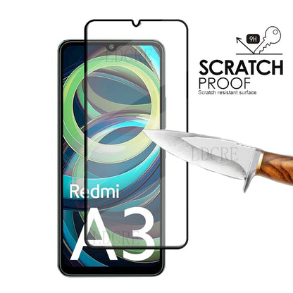 6-in-1 For Redmi A3 Glass For Xiaomi Redmi A3 Tempered Glass 9H Full Cover Glue 9H Screen Protector For Redmi A 3 A3 Lens Glass