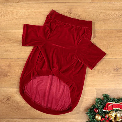 Christmas Velvet Dog Sweatshirt, “Merry Christmas” Print, Warm Soft Pullover, Red/Green, Sizes S–6XL for Small to Large Dogs