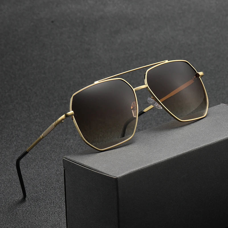 Brand Design 2025 Fashion New Polygonal Metal Sunglasses Retro Ladies Glasses Classic Trend Luxury Driving Travel Eyewear