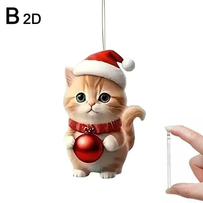 2D Acrylic Christmas Tree Hanging Ornaments Cat Shaped Pendants Christmas Decorations For Home Xmas Gifts New Year 2025 S1A4