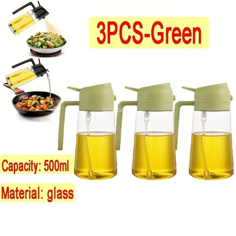 2-in-1 Glass Oil Dispenser & Sprayer | Leakproof, Non-Slip Kitchen Mister